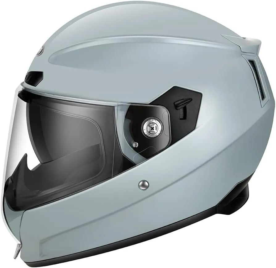 Motorcycle Full Face Helmet - YEMA Helmet YM-838 Motorbike DOT Approved Racing Helmet with Sun Visor for Adult, Men and Women - Grey,XXL