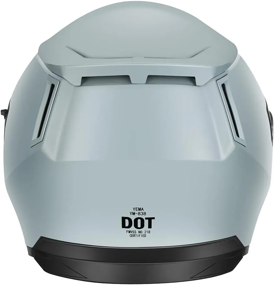 Motorcycle Full Face Helmet - YEMA Helmet YM-838 Motorbike DOT Approved Racing Helmet with Sun Visor for Adult, Men and Women - Grey,XXL