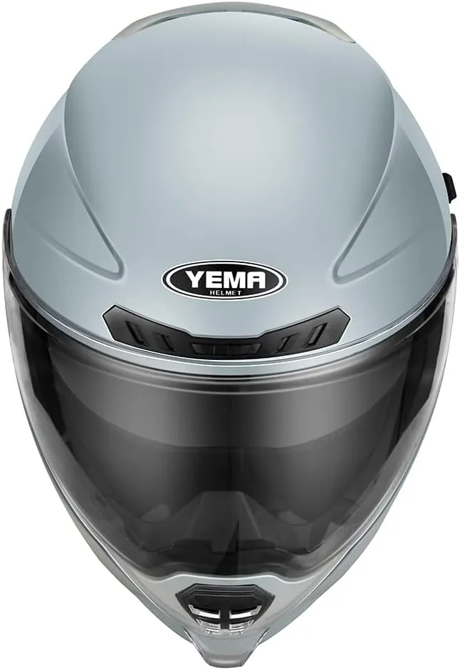 Motorcycle Full Face Helmet - YEMA Helmet YM-838 Motorbike DOT Approved Racing Helmet with Sun Visor for Adult, Men and Women - Grey,XXL