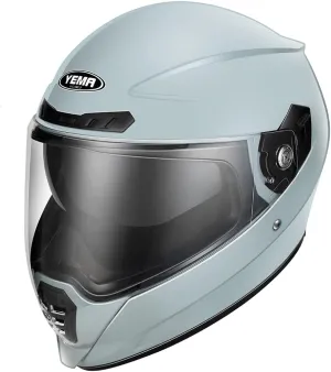 Motorcycle Full Face Helmet - YEMA Helmet YM-838 Motorbike DOT Approved Racing Helmet with Sun Visor for Adult, Men and Women - Grey,XXL