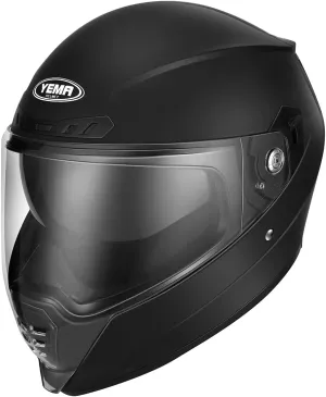 Motorcycle Full Face Helmet - YEMA Helmet YM-838 Motorbike DOT Approved Racing Helmet with Sun Visor for Adult, Men and Women - Matte Black,S