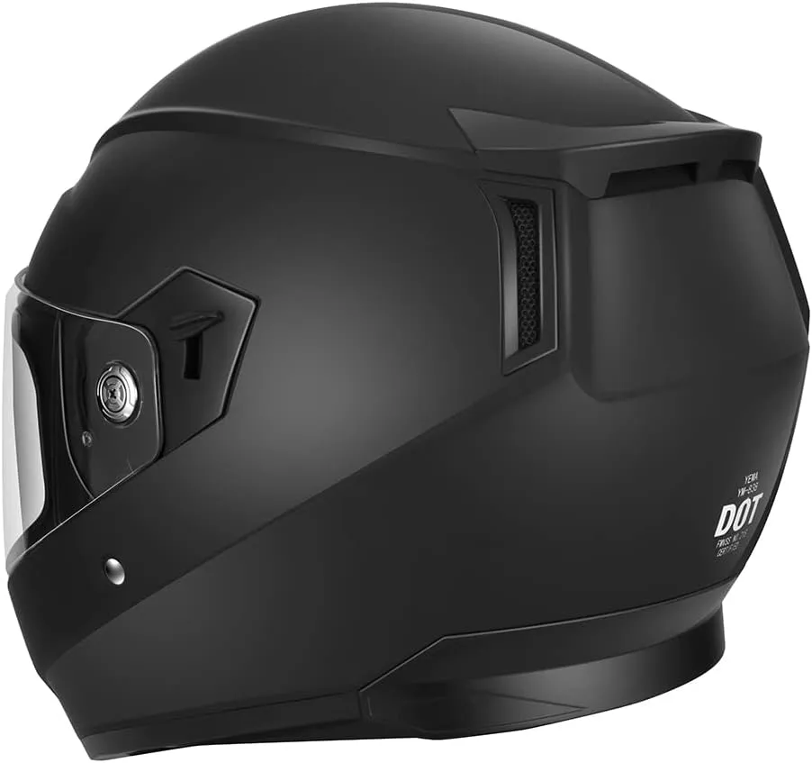 Motorcycle Full Face Helmet - YEMA Helmet YM-838 Motorbike DOT Approved Racing Helmet with Sun Visor for Adult, Men and Women - Matte Black,S