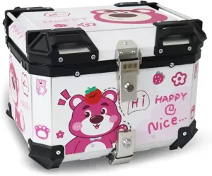 Motorcycle Top Case Tail Box Bag Waterproof Dustproof Aluminum Trunk with Anti-Theft Lock System Easy Installation Bracket Travel Luggage