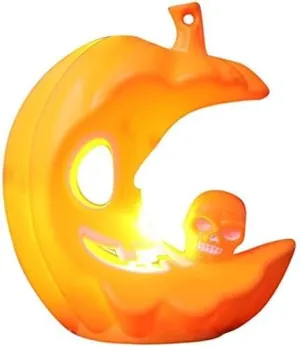 MPS My Party Suppliers Set of 2 Halloween Lamps, Halloween laltern, LED for Halloween Decoration, Halloween Hanging Decoration (Black-Orange Half Moon Light)