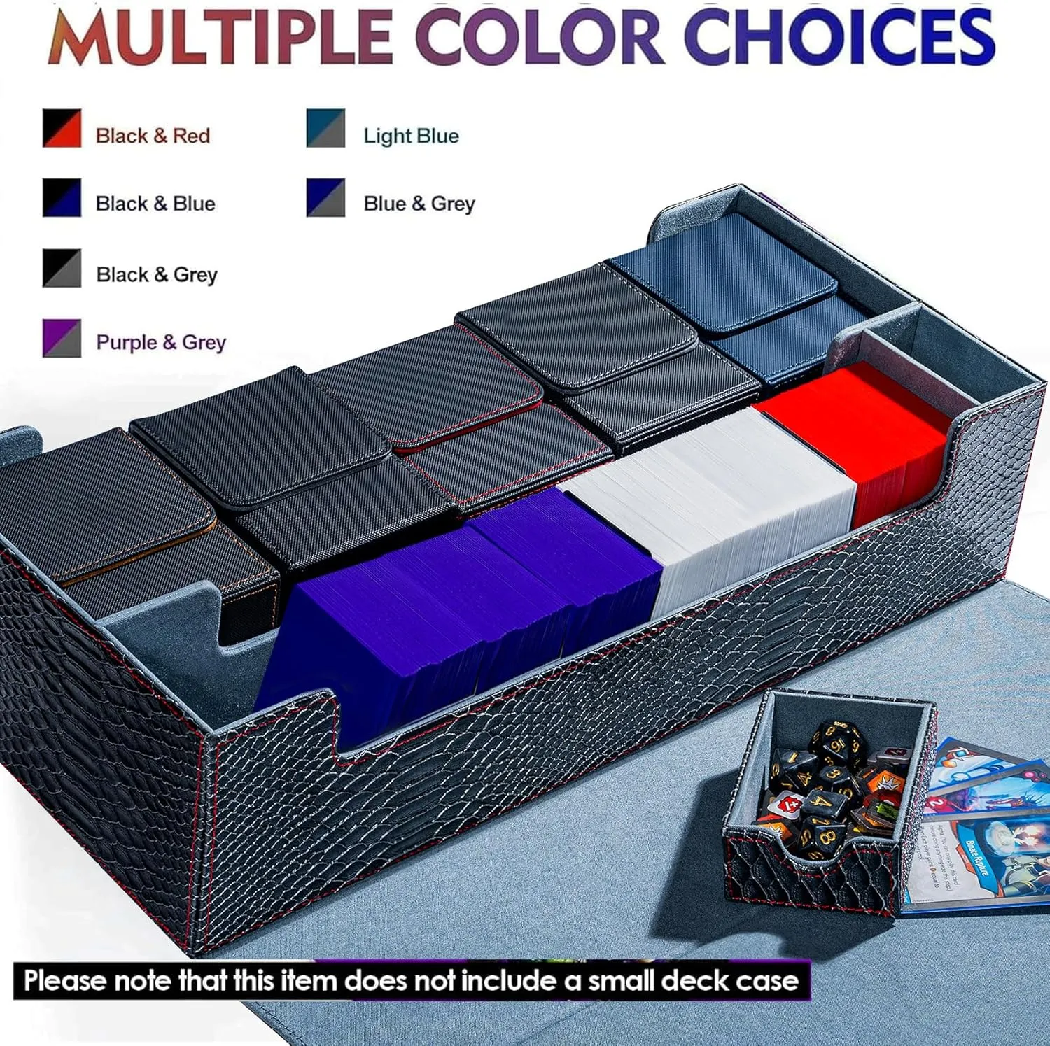 MTG Card Storage Box TCG Deck Case Holds Fits 5 Windows Decks Card Box Or 1800  Sleeved Cards for MTG, YuGiOh, Uno, TCG, Trading Cards with Mat Case and Strong Magnet Closure (Black)