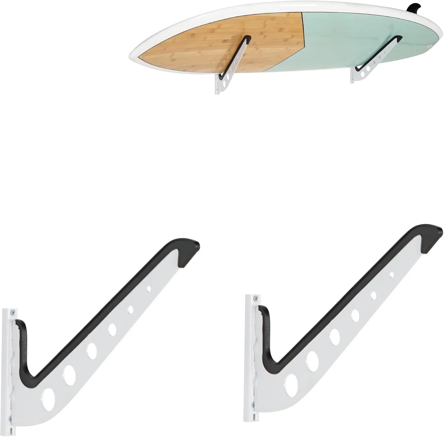 Multi Board Surf Rack Wall Mount for Surfboard, Wakeboard, Snowboard Storage, Adjustable Wall Hangers Boards Display