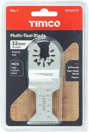 Multi-Tool Blades - Straight Coarse - For Wood - 5pcs (Size 32mm - 5 Pieces)