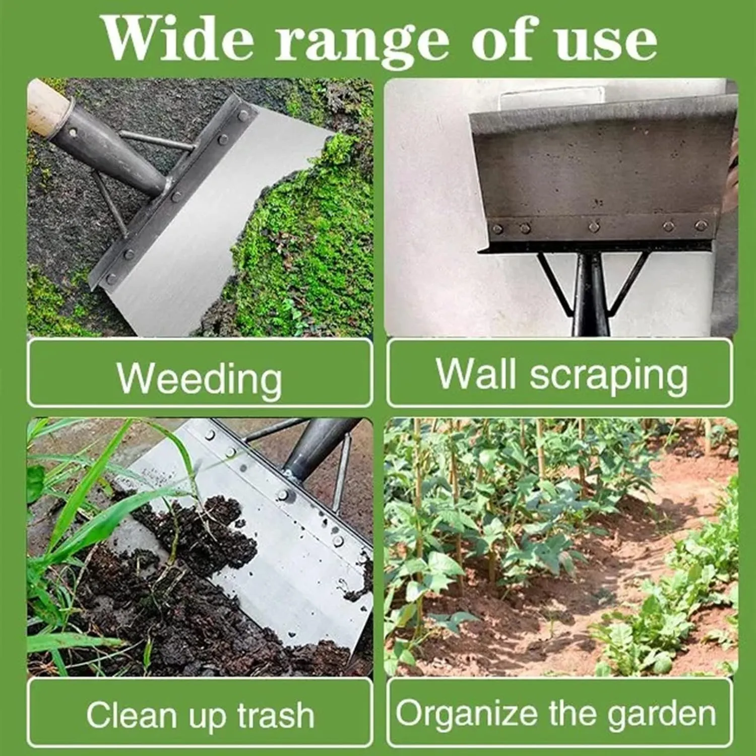 Multifunctional Cleaning Shovel, Multifunction Garden Shovel, Manganese Stainless Steel Garden Cleaning Flat Edging Shovel for Weeds and Moss, Square Garden Spade Shovel for Digging (11.8in,1)