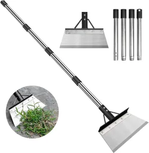 Multifunctional Garden Cleaning Shovel, Heavy Duty Steel Flat Shovel with 59" Adjustable Handle, Gardening Scraper Shovel, Outdoor Spade Tool for Weeding, Lawn Edging, Digging, Ice Removal