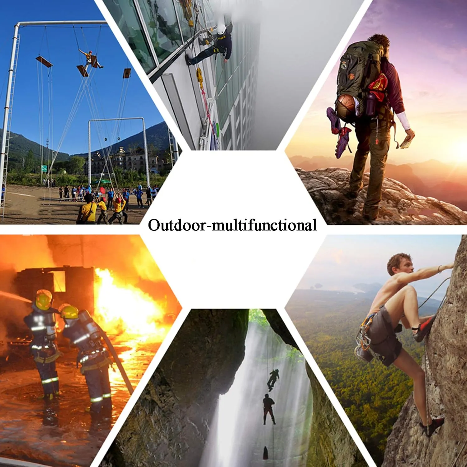 Multifunctional Outdoor 6mm Auxiliary Rope Grabbing Rope Binding Rope, The Tension is 500KG (Yellow Clip Red)(Size:10M)