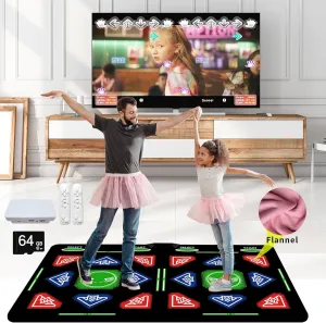 Music Double Dance Mat for Kids and Adults,64G Memory Card,Fitness Dance Games with MV/3D/Cartoon Dance Mode, 1000pcs Games and 885pcs Songs 81pcs MV for HDMI TV Fun Senior Flannel Materia