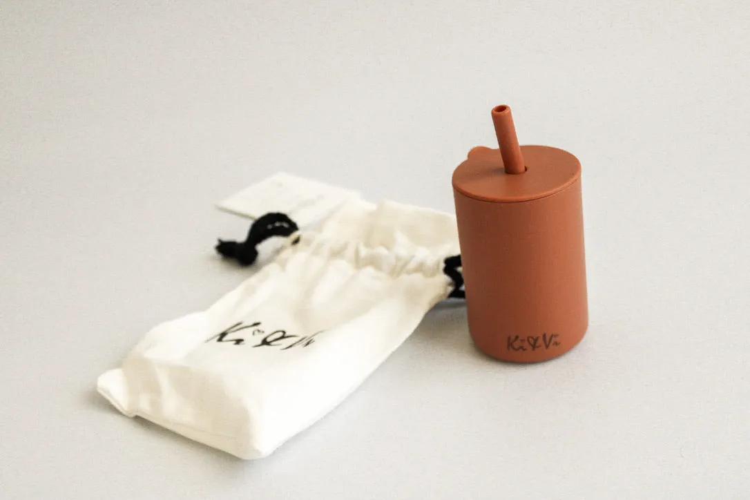 My First Cup & Straw in Taupe & Spice Pumpkin