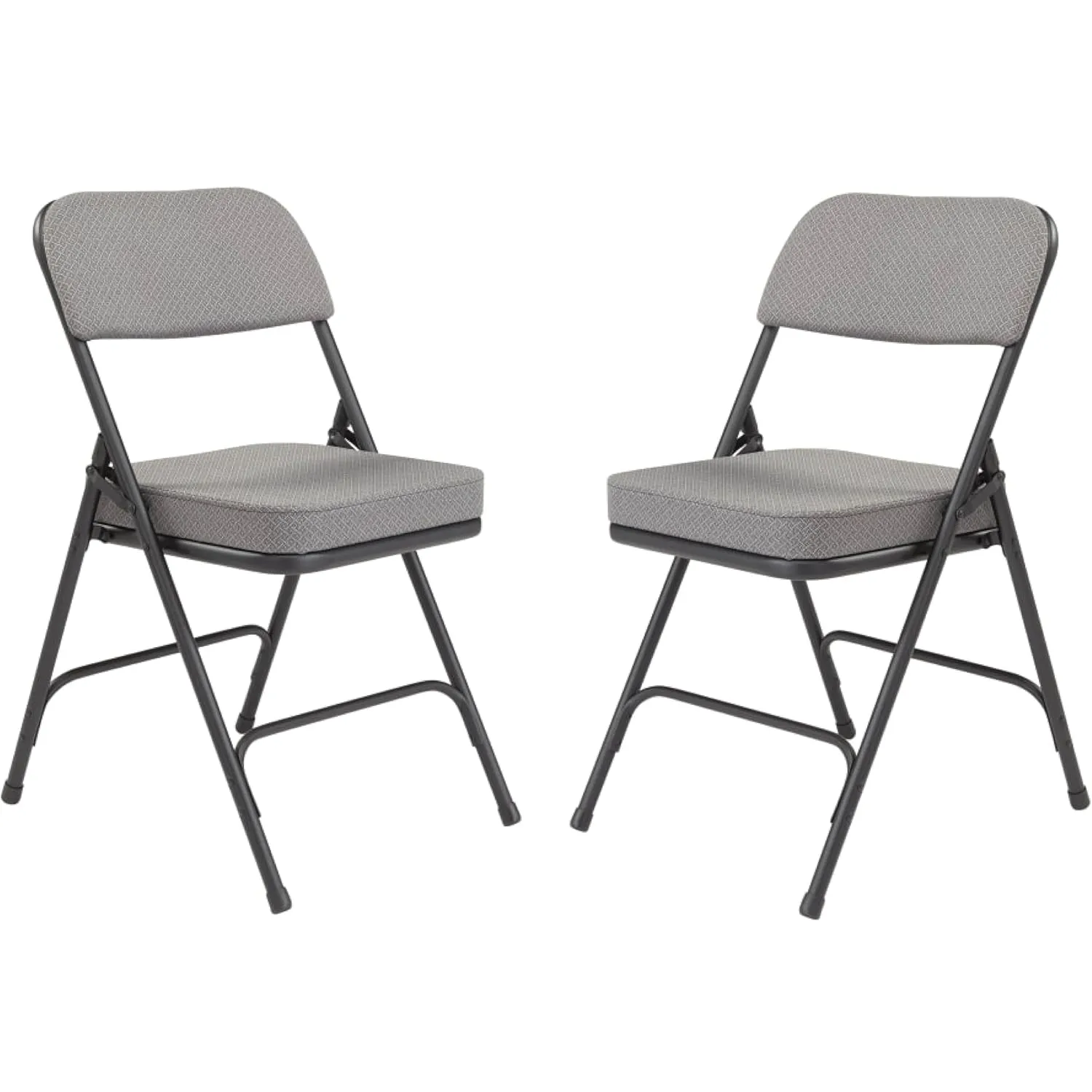 National Public Seating 3200 Series Steel Frame Upholstered Premium Fabric Seat and Back Folding Chair with Double Brace, 300 lbs Capacity, Charcoal Gray/Black (Carton of 2)
