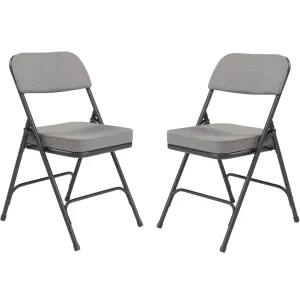 National Public Seating 3200 Series Steel Frame Upholstered Premium Fabric Seat and Back Folding Chair with Double Brace, 300 lbs Capacity, Charcoal Gray/Black (Carton of 2)