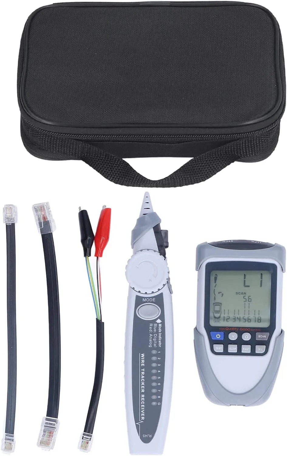 Network Cable Tester Digital Analog Multifunction POE Wire Tracker Line Finder with Bag for Network Installation Maintenance