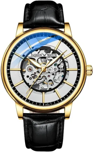 New Men's Automatic Movement Watches Hollow Mechanical Luxury Leather Luminous Waterproof Men Casual Business Wristwatch Chronograph