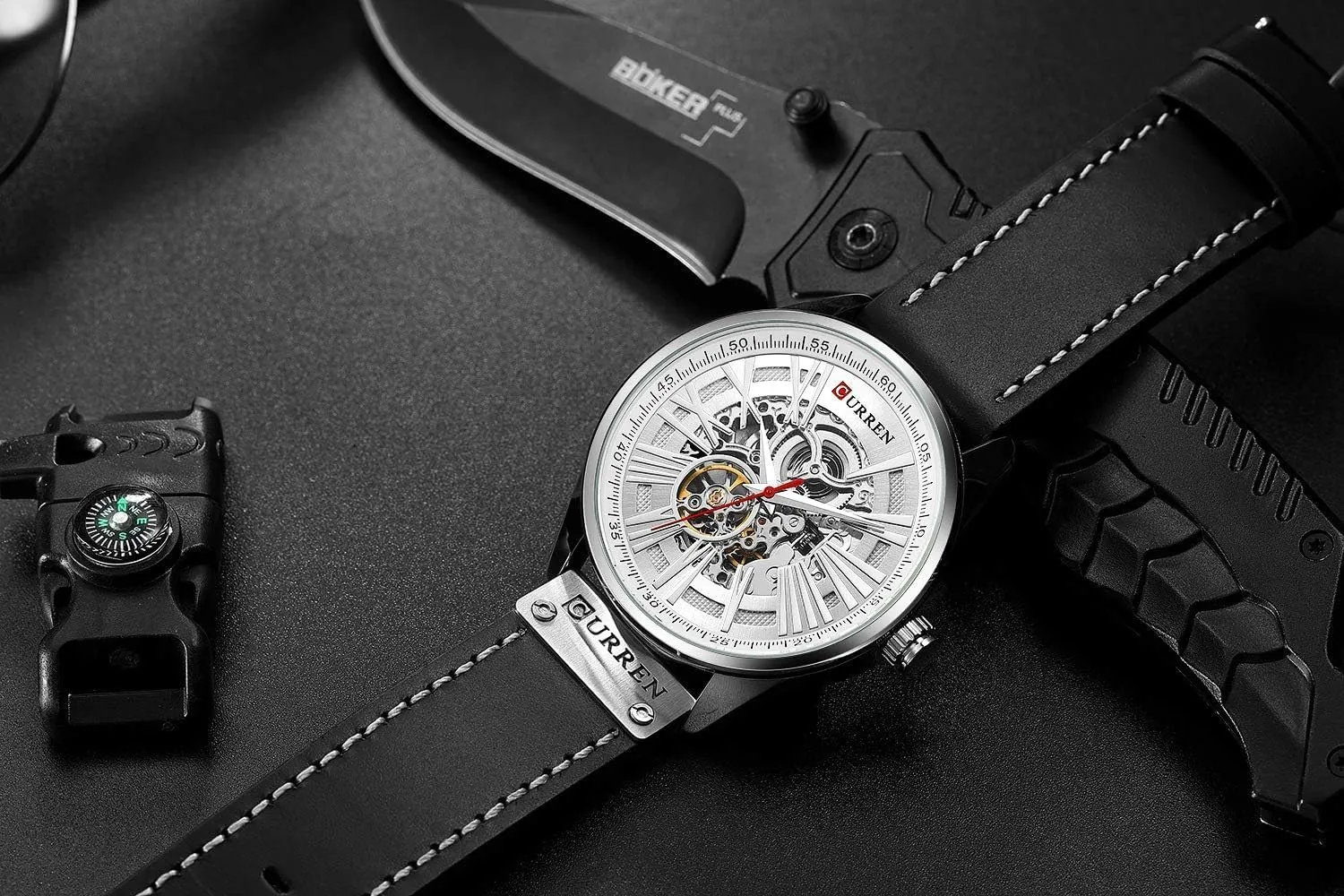 New Men's Fashion Skeleton Tourbillon Mechanical Watches Male Automatic Hollow Out Watch Leather Automatic Self-wind Sports Waterproof Clock
