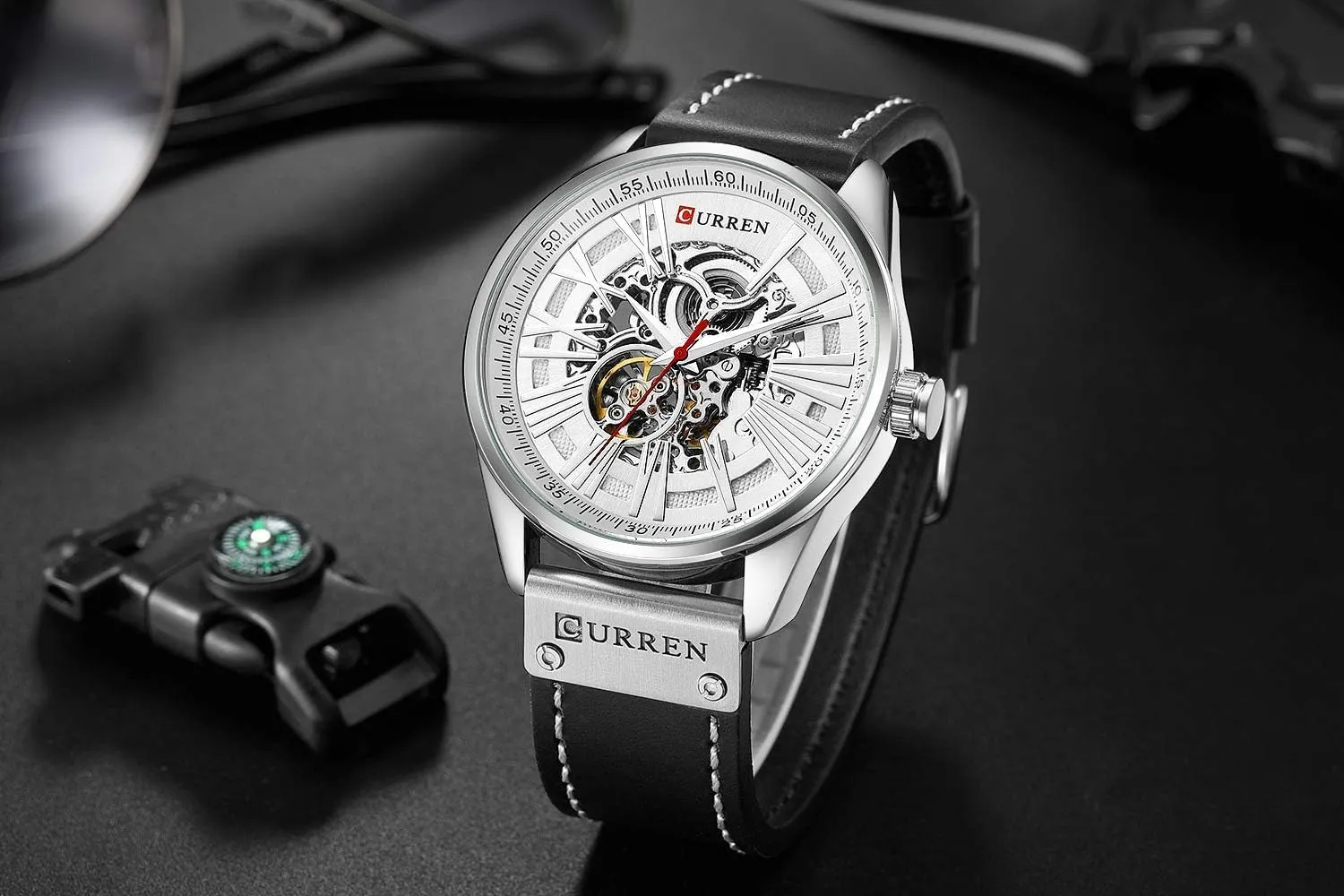 New Men's Fashion Skeleton Tourbillon Mechanical Watches Male Automatic Hollow Out Watch Leather Automatic Self-wind Sports Waterproof Clock