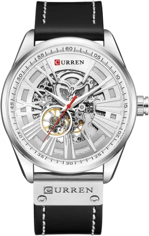 New Men's Fashion Skeleton Tourbillon Mechanical Watches Male Automatic Hollow Out Watch Leather Automatic Self-wind Sports Waterproof Clock