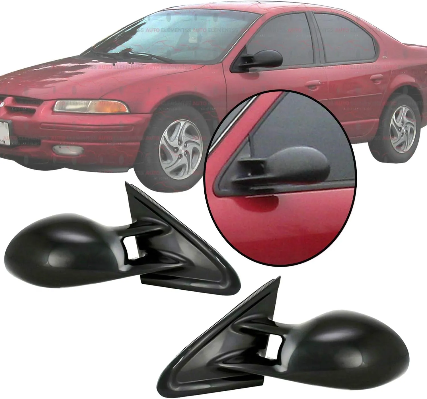 New Set of 2 Power Mirror Non-Folding Heated Right Passenger & Left Driver Side Paintable For 1995-2000 Plymouth Breeze/Chrysler Cirrus/Dodge Stratus Direct Replacement 4646309 4646308