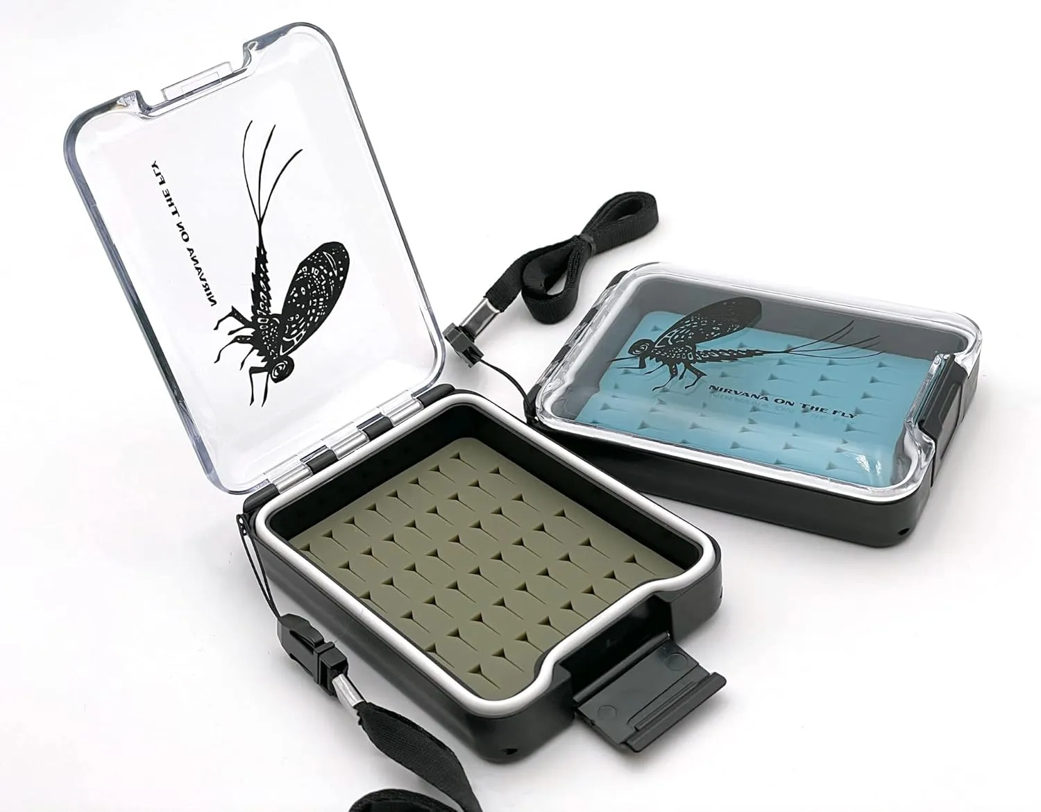 Nirvana Small Silicone Waterproof Fly Box w/Artwork By Anthony Naples (Aqua Blue)