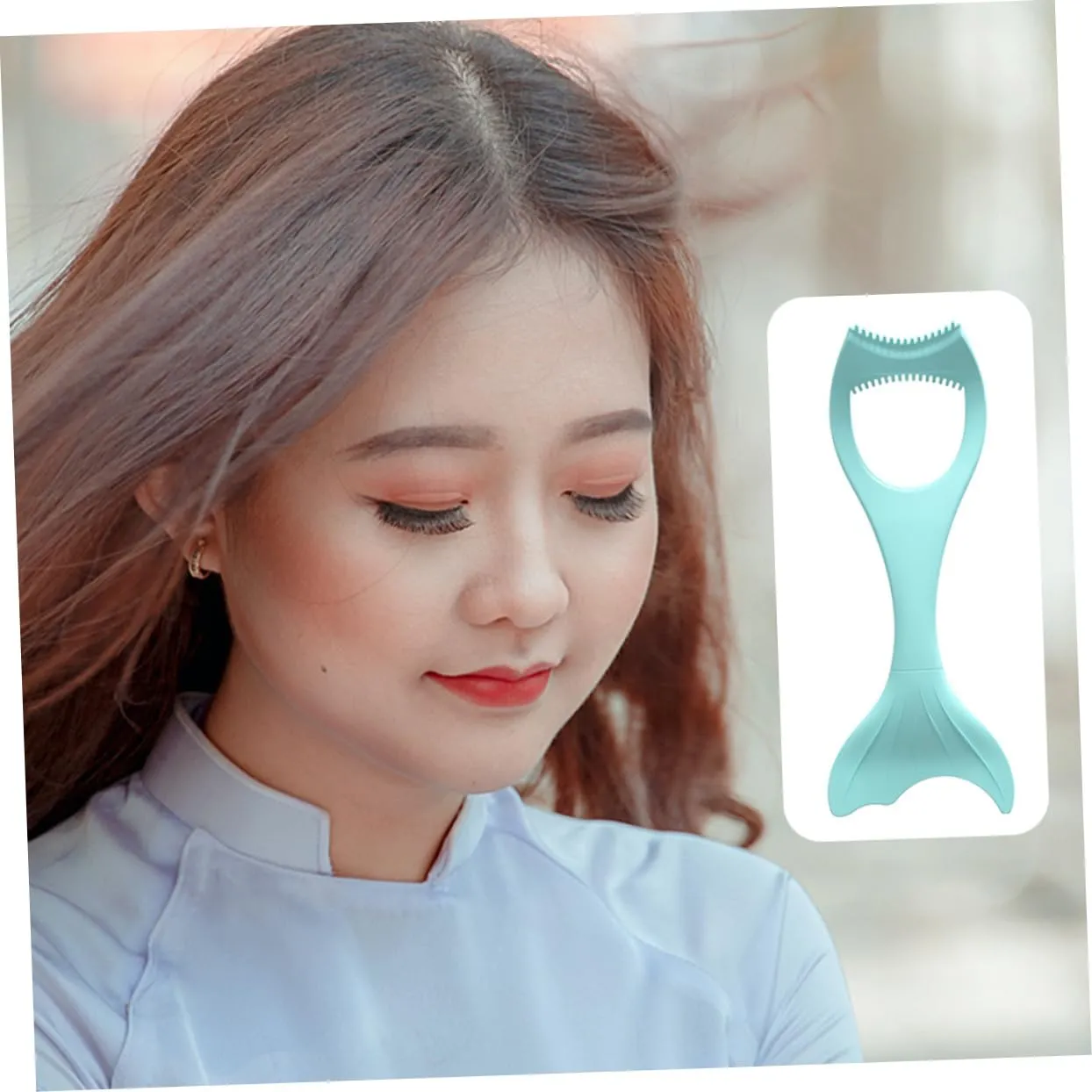 NOLITOY Professional Eyeliner Aid Tool Silicone Eyeliner Applicator Eye Shadow Brush Multi-function