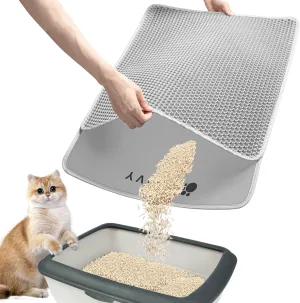 Norvy Large Cat Litter Mat 30” X 22” Litter Trapping Mat for Litter Box Honeycomb Black Hole Waterproof Urine Proof Trapper Kitty Litter Mat Scatter Control Easy Clean Rug for Litter Tray
