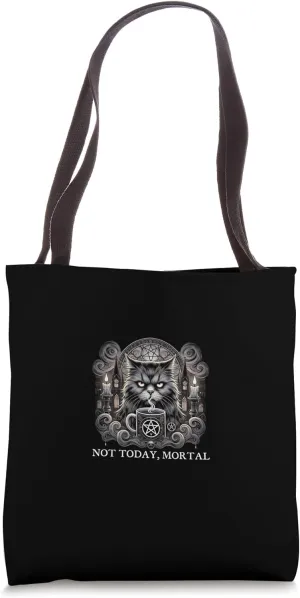 Not Today Mortal Gothic Cat Occult Witchcraft Tote Bag