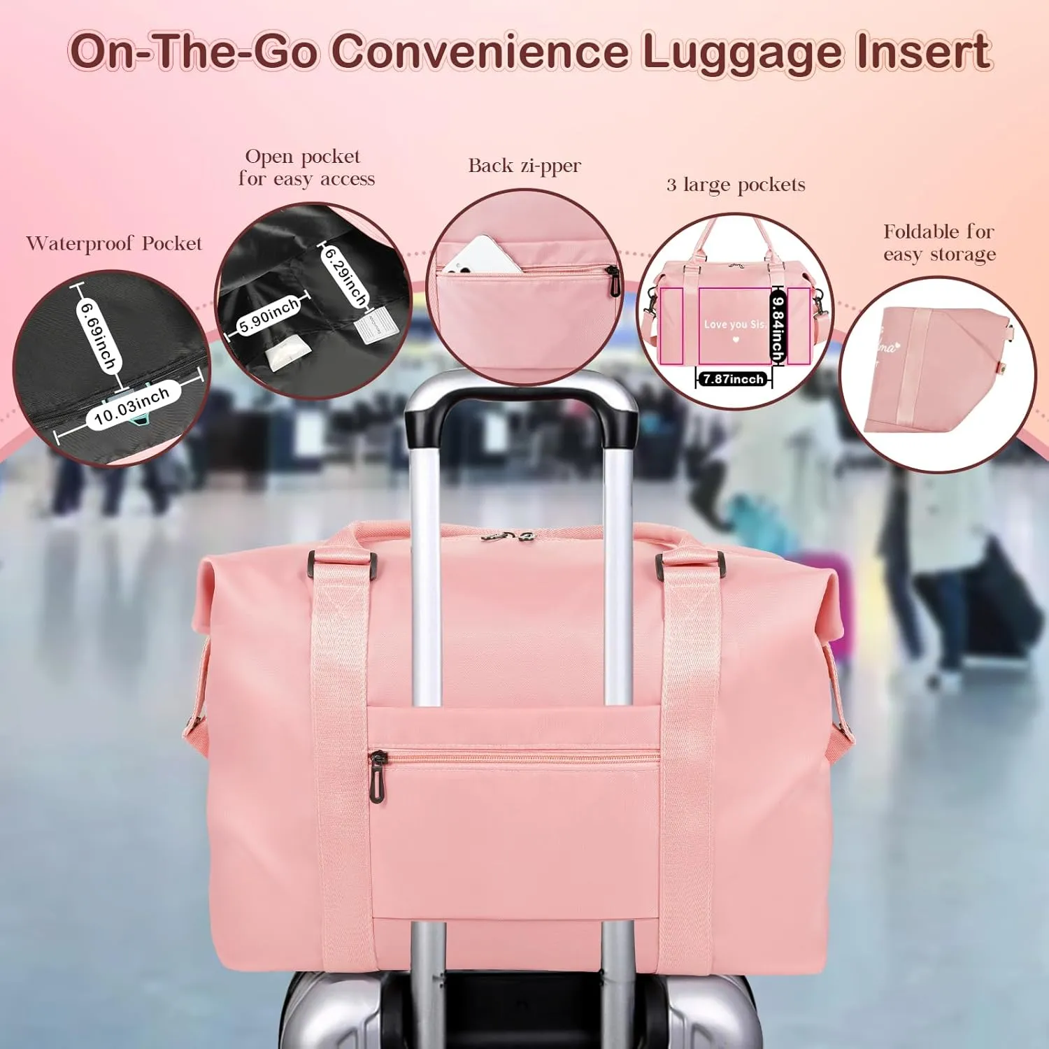 Nurses Week Gifts for Women Pink Travel Duffle Bag Nurse Appreciation Birthday Gifts for Women Waterproof Weekender Bag