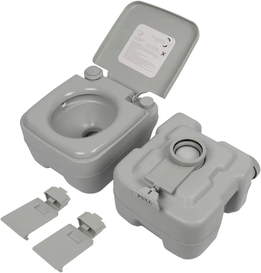 Ochine Portable Toilet Camping Porta Potty, Portable Folding Toilet with Lid, Indoor Outdoor Commode with Detachable Inner Bucket and Removable Paper Holder for Camping, Boat, Van, Emergency Use