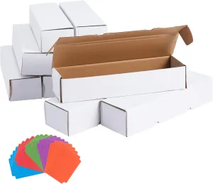 OldPAPA Trading Card Storage Box,Cardboard Sports Game Card Storage Collector Boxes with Dividers,Card Organizer for Basketball Cards,Hold Standard Trading Cards (12-Pack-White-Long Size)