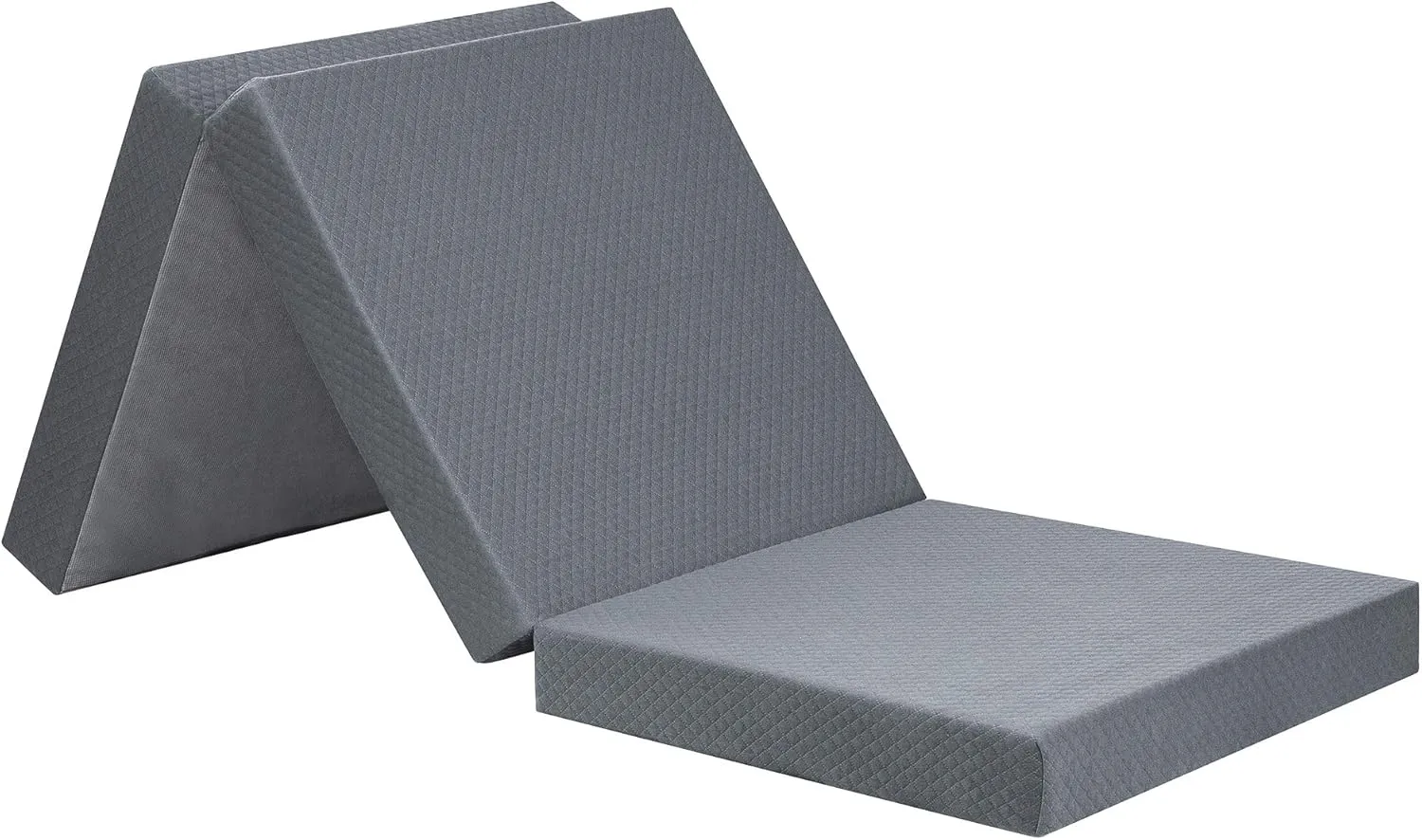 Olee Sleep Tri-Folding Memory Foam Mattress Topper, 4 Inch Gel Folding Mattress for Camping, Foldable Guest Bed, Washable Cover, CertiPUR-US Certified, Soft, Grey, Single Size