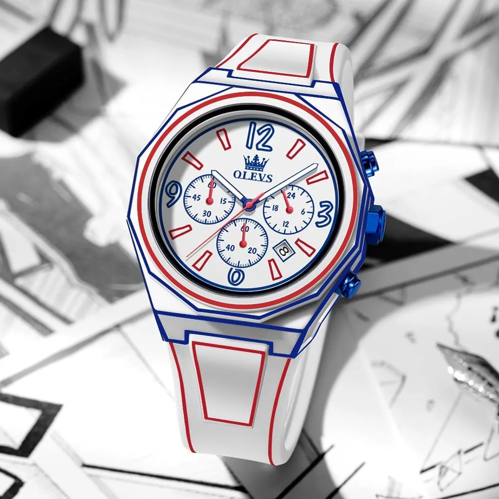 OLEVS Watches for Men 42MM Large Dial Skeleton with Luminous Waterproof Stainless Steel Fashion Dress Car Watch