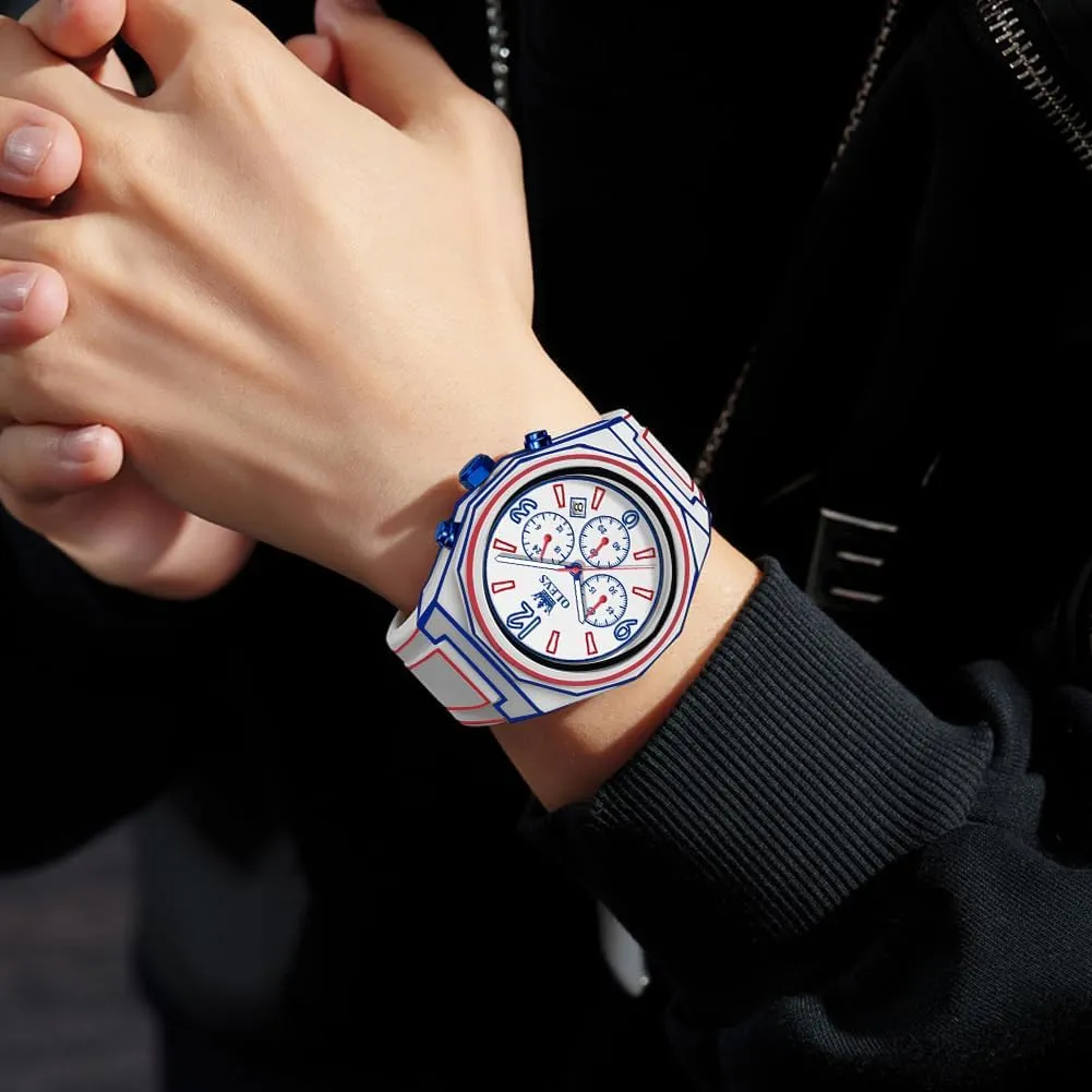 OLEVS Watches for Men 42MM Large Dial Skeleton with Luminous Waterproof Stainless Steel Fashion Dress Car Watch