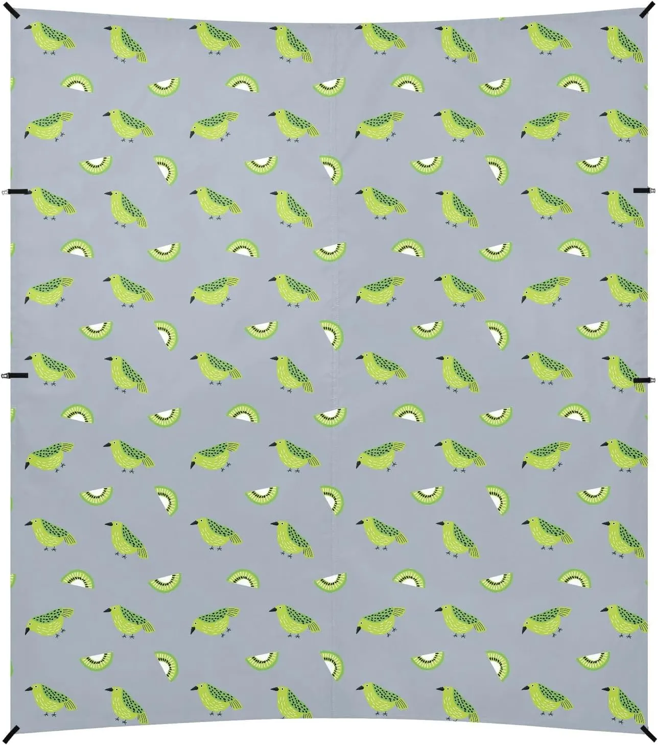 Oliver Jeffers Style Kiwi Jade Bird Design Green Gray Foldable Beach Tent UPF50 Water-Resistant Large Sun Shelter with Sand Shovel for Camping, Picnics, Backyard & Fishing