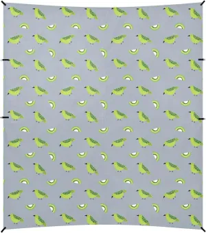 Oliver Jeffers Style Kiwi Jade Bird Design Green Gray Foldable Beach Tent UPF50 Water-Resistant Large Sun Shelter with Sand Shovel for Camping, Picnics, Backyard & Fishing