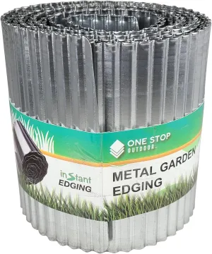 One Stop Outdoor Corrugated Metal Landscape Edging Coil - Rustic Raw Steel Lawn Edge Flexibility Sturdy for Lawns, Borders and Pathway (6.3 inch High x 16.4 feet Long) (Raw Metal Silver)
