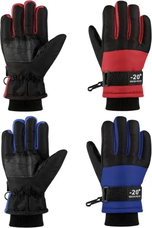 ONESING Snow Gloves for Kids - 2 Pair Windproof Ski Gloves Ages 3-12 for Boys & Girls