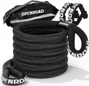 OPENROAD Kinetic Recovery Tow Rope, 36000 Lbs (1in x 30ft with Soft Shackle) Extreme Duty 35% Elasticity Energy Offroad Snatch Strap, Vehicle Recovery Kit for Jeep Car Truck ATV UTV SUV