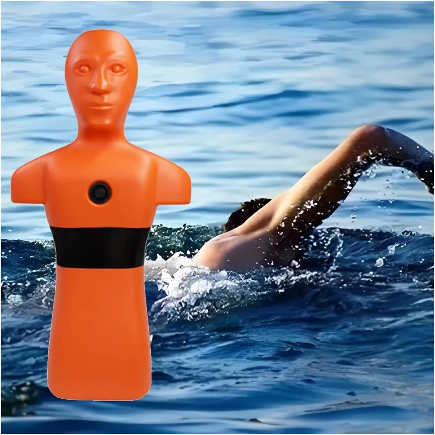 Orange & Yellow Water Emergency Drill Dummy for Training, Large Fire Training Drill Dummys with 3 Water Filling Holes, 1m Swimming Teaching Tools for Kids/Adults(Orange)