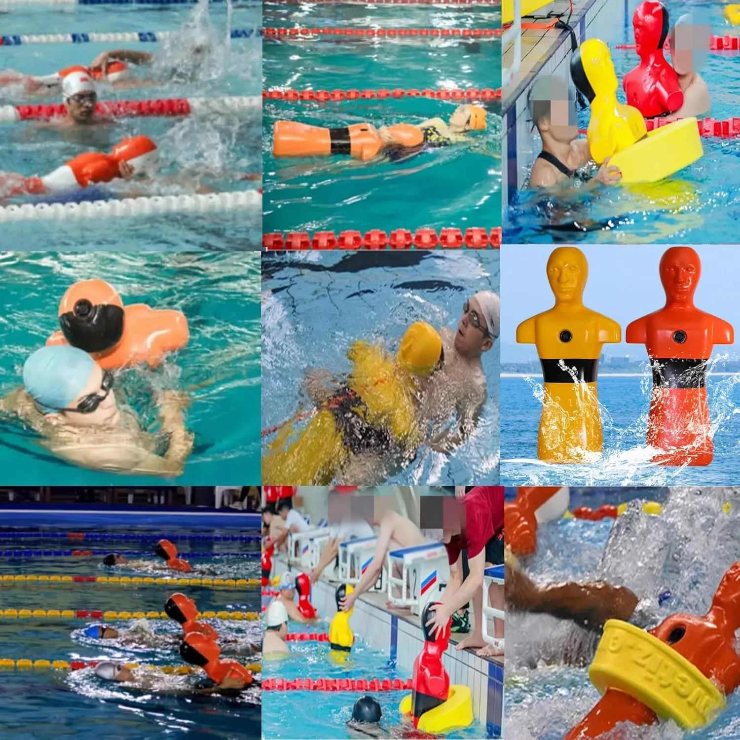 Orange & Yellow Water Emergency Drill Dummy for Training, Large Fire Training Drill Dummys with 3 Water Filling Holes, 1m Swimming Teaching Tools for Kids/Adults(Orange)