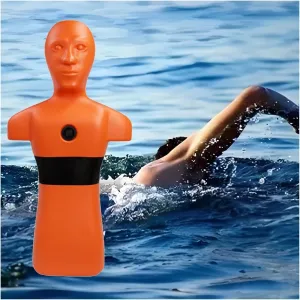 Orange & Yellow Water Emergency Drill Dummy for Training, Large Fire Training Drill Dummys with 3 Water Filling Holes, 1m Swimming Teaching Tools for Kids/Adults(Orange)