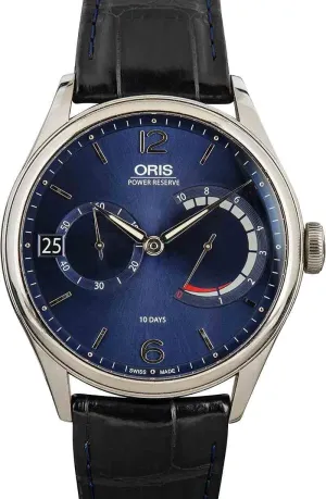 Oris Artelier Calibre 111 Blue Dial & Leather Strap Men's Watch - Model Number: 01 111 7700 4065-Set 1 23 72FC