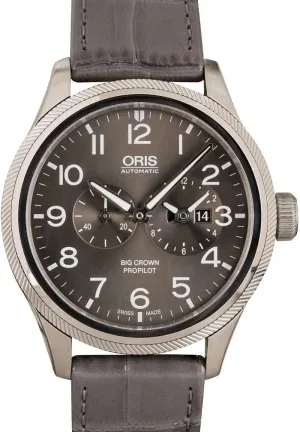 Oris Big Crown ProPilot WorldTimer Grey Dial & Leather Strap Men's Watch - Model Number: 01 690 7735 4063-07 5 22 06FC