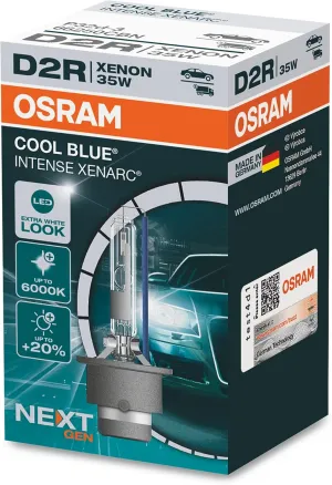 OSRAM Xenarc Cool Blue Intense D2R,  20% more brightness, up to 6,000 K, Xenon headlight bulb, LED look, folding box (1 lamp),66250CBN