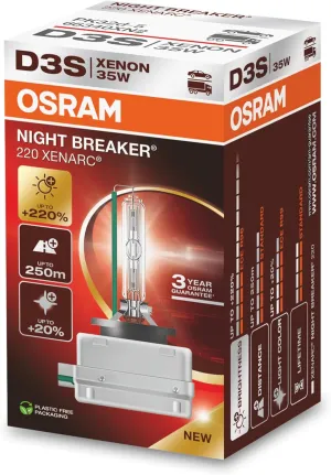 OSRAM XENARC NIGHT BREAKER 220, D3S, 220% more brightness, xenon headlight lamp, 66340XN2, Folding Box (1 lamp)