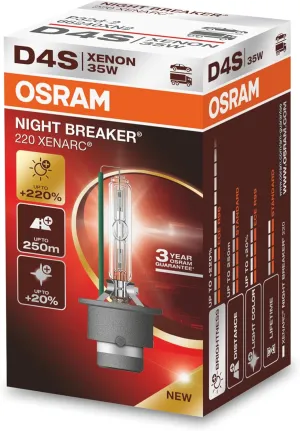 OSRAM XENARC NIGHT BREAKER 220, D4S, 220% more brightness, xenon headlight lamp, 66440XN2, Folding Box (1 lamp)