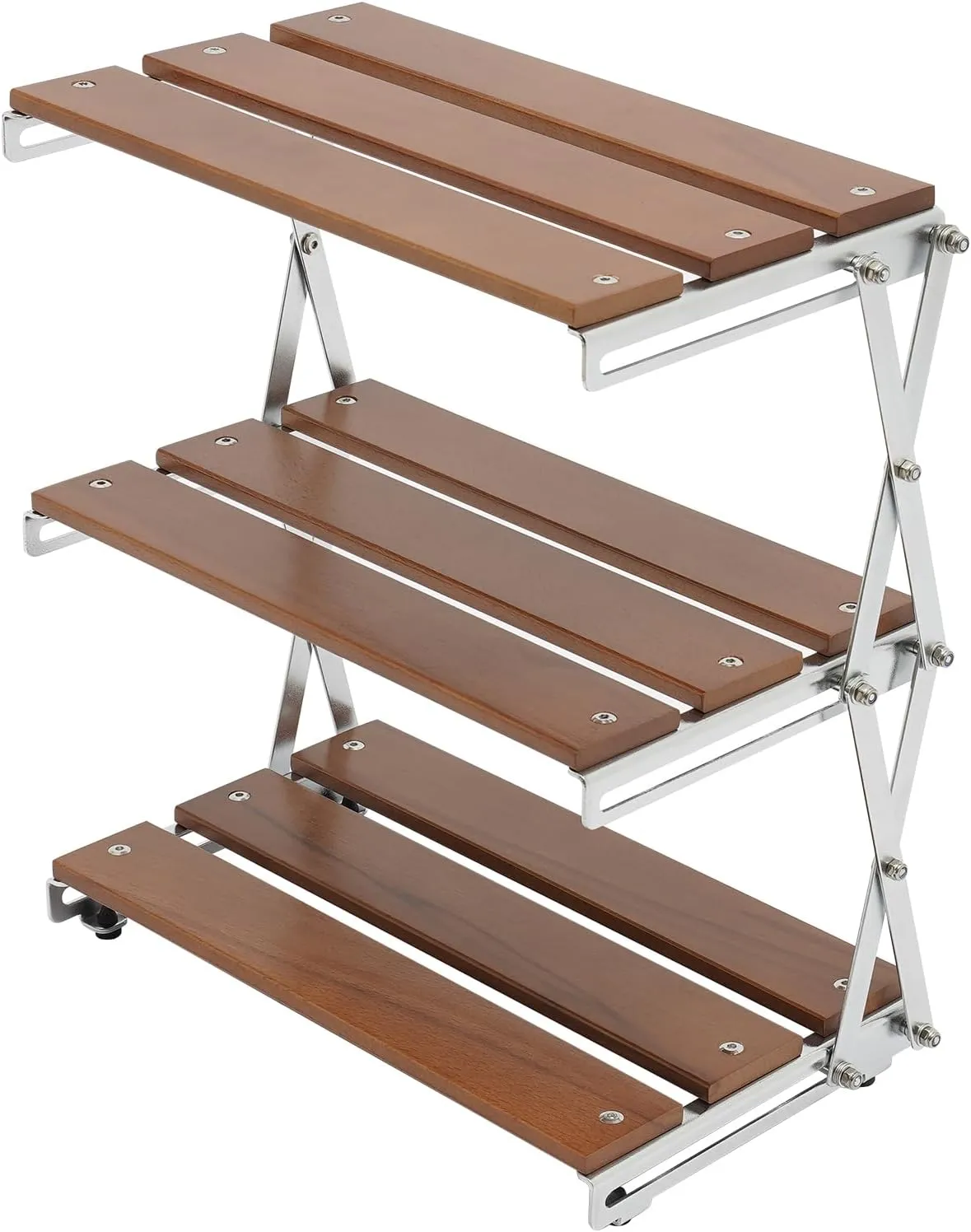 Outdoor Camping Bowls Storage Rack, Multi-Function Household Storage Shelf, 3-Tier Natural Wood Desktop Organizing Rack for BBQ, Camping, and Kitchens