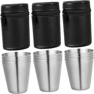 Outdoor Camping Cups 3 Sets of Collapsible Stainless Steel Wine Glasses Mugs Perfect for Outdoor Travel Bbq Picnic