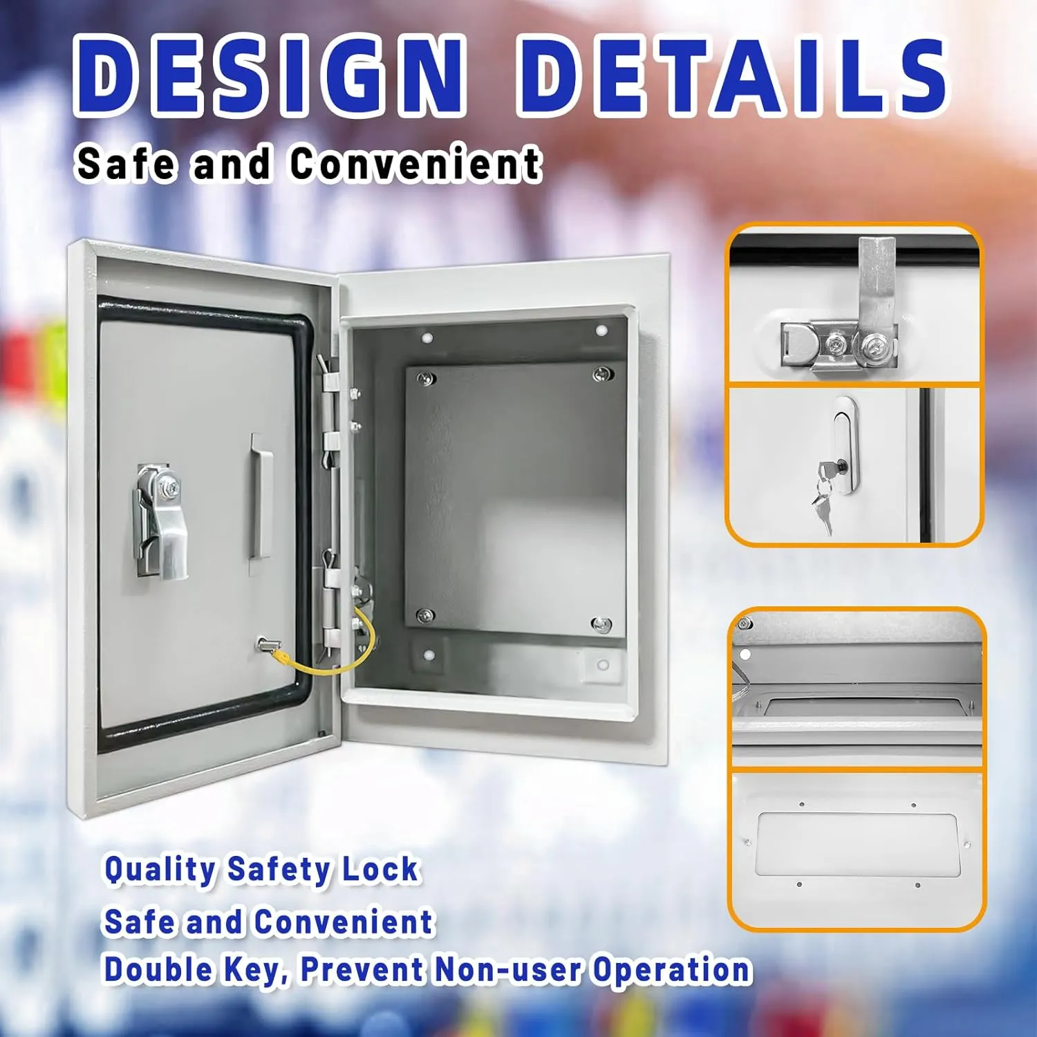 Outdoor Electrical Box 12 x 8 x 6''D NEMA 4X Enclosure Steel Box, Waterproof & Dustproof Outdoor/Indoor Lockable Electrical Junction Box, with Mounting Plate